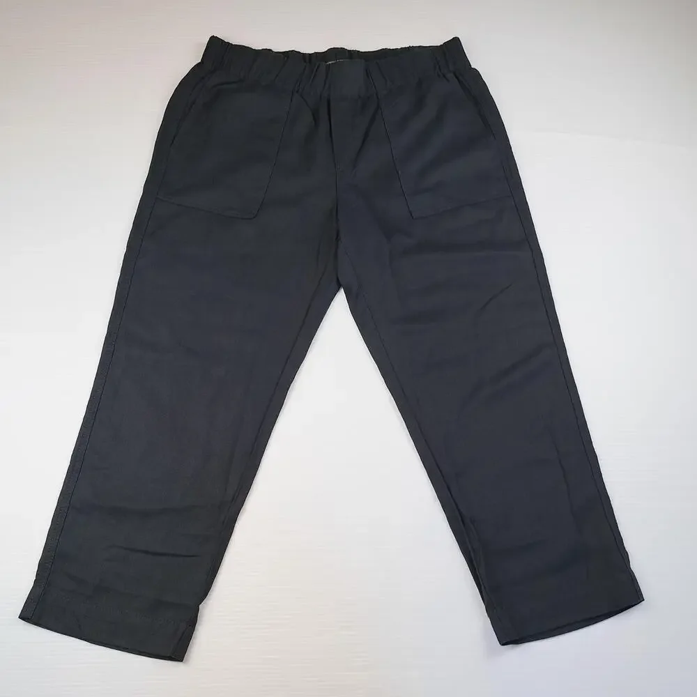 Banana Republic Pants Mens Large Black Linen Ankle Elastic Waist Pull On Relaxed